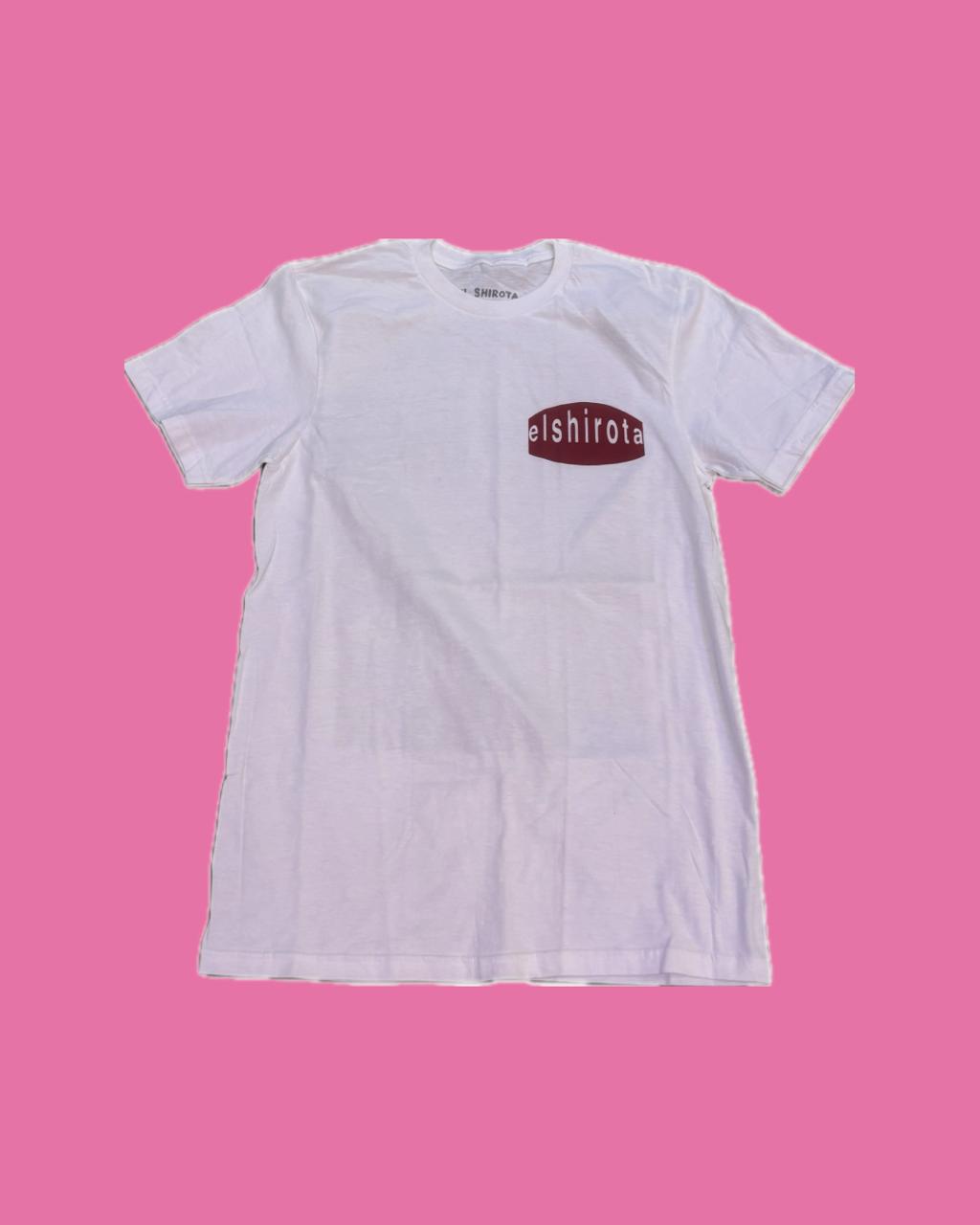 Playera El Shirota Diseño Trasero Nacho Durmiendo Blanca